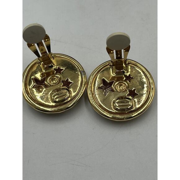 Swarovski Swan Blue Enamel Pave Crystal Star Moon Saturn Brooch & Clip Earrings - Picture 6 of 15